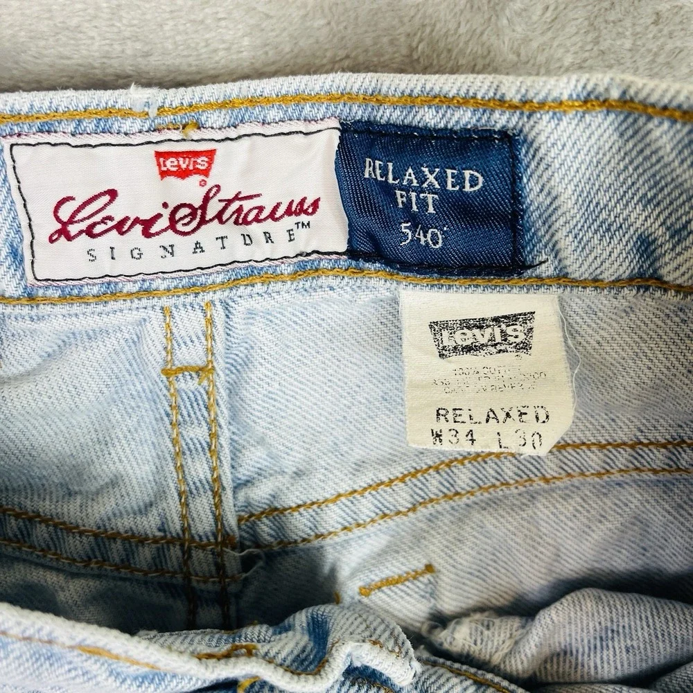 Vintage Mens Levis Jeans Relaxes Fit 540‎ 34x30 Light Faded Blue
